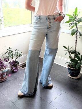 Upcycled Banana Republic Denim Jeans High Rise Wide Leg Patchwork sz 29 / 8 x 32